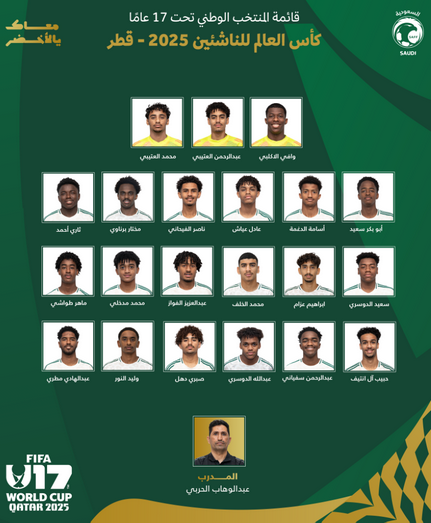 قائمة الأخضر تحت 17 المشاركة في كأس العالم بقطر