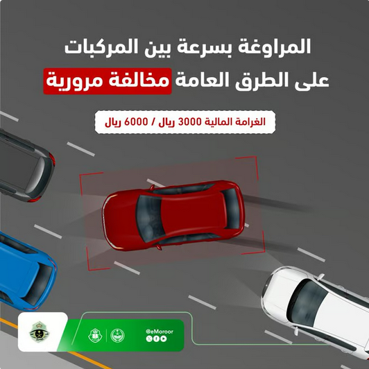 سلوك جسيم يهدد الأرواث.. المرور السعودي يتوعد ممارسي «المراوغة» بغرامات مغلظة.