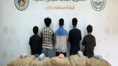 حرس الحدود بجازان يقبض على 5 مخالفين لتهريب 100 كيلوجرام من القات