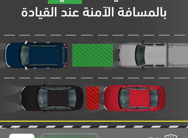 المرور السعودي يدعو قائدي المركبات للالتزام بالمسافة الآمنة أثناء القيادة